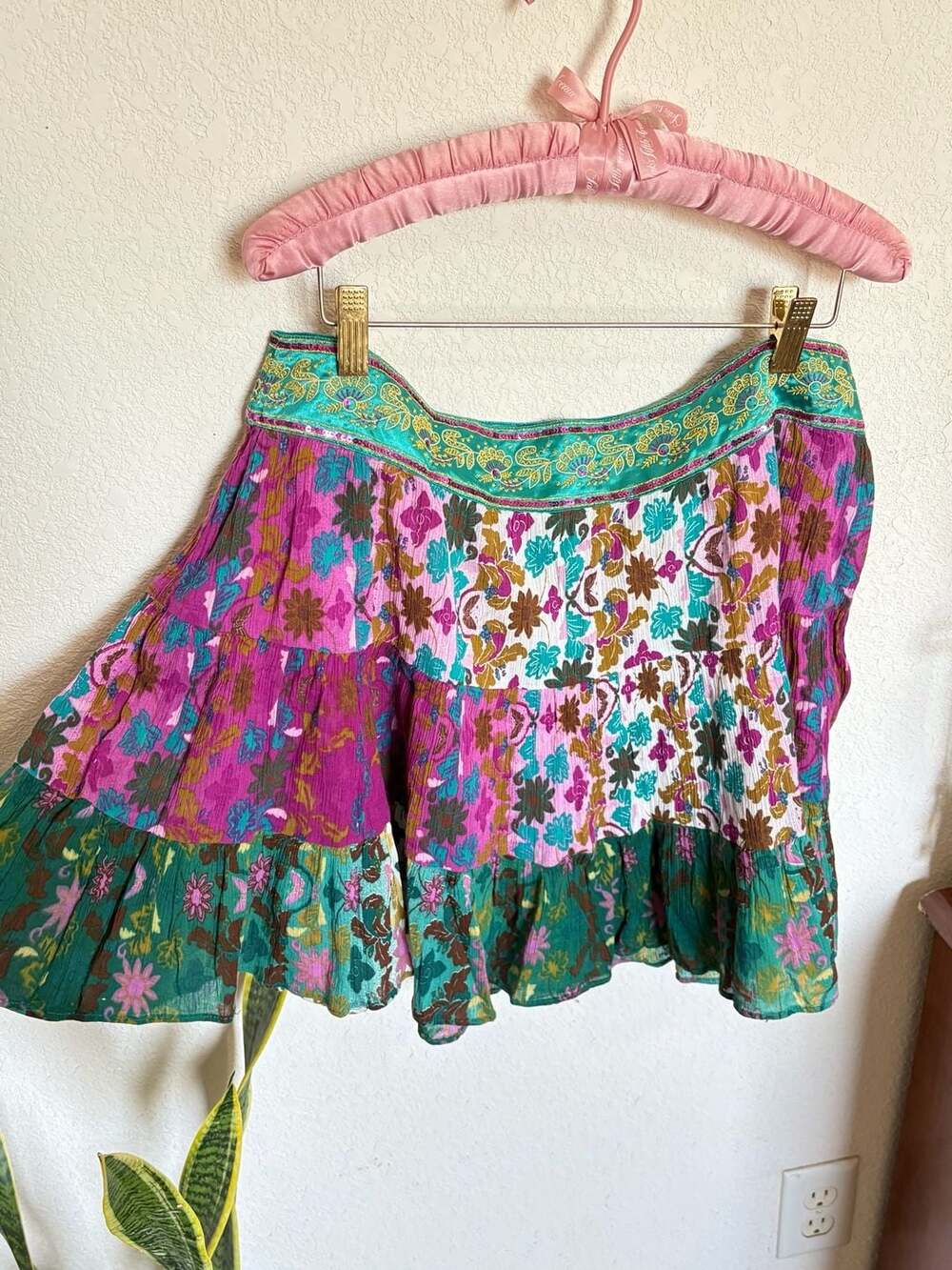 DKNY Jeans Patchwork Floral Mini Skirt Size M Multicolor